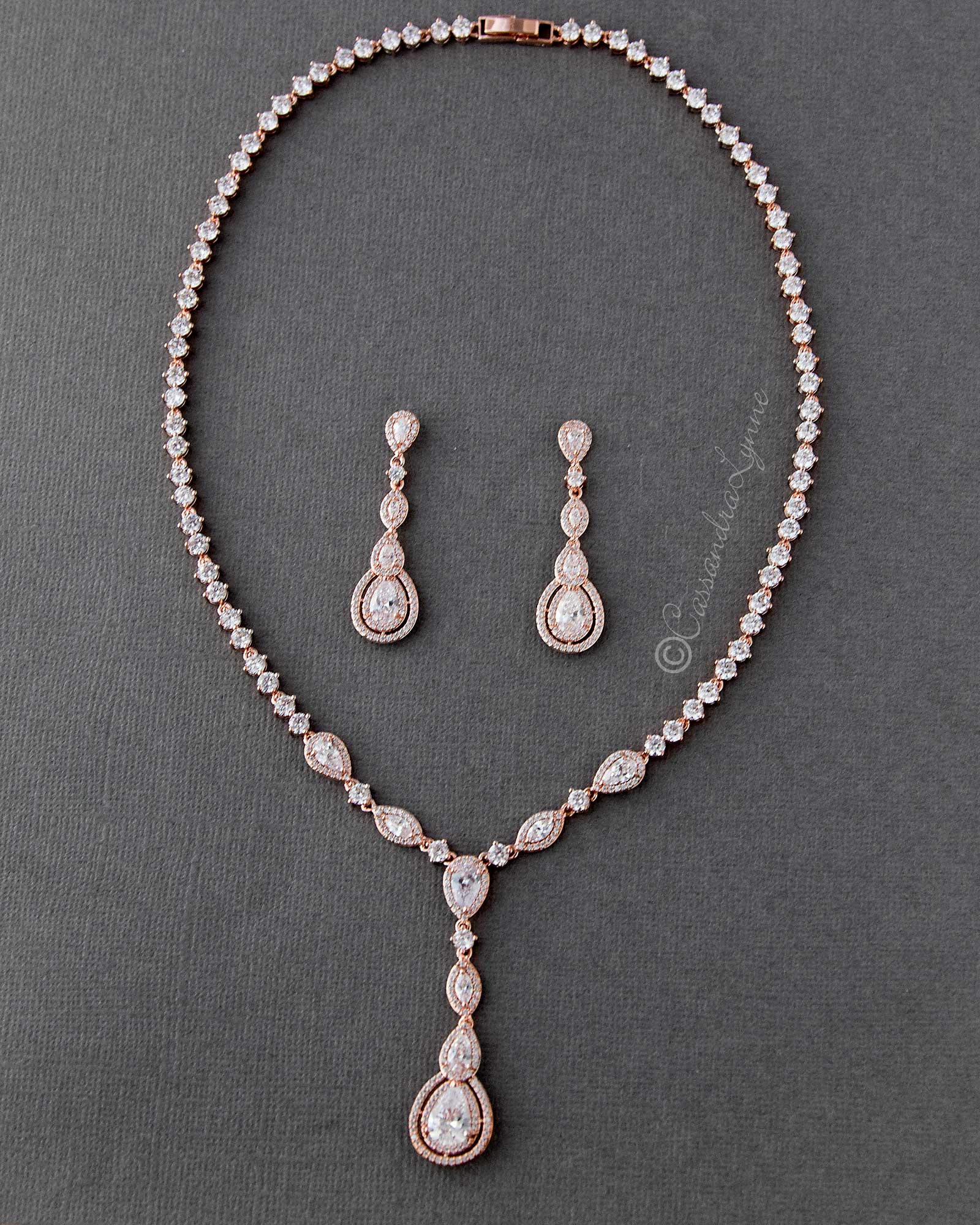 Vintage CZ Necklace and Earrings Set - Cassandra Lynne