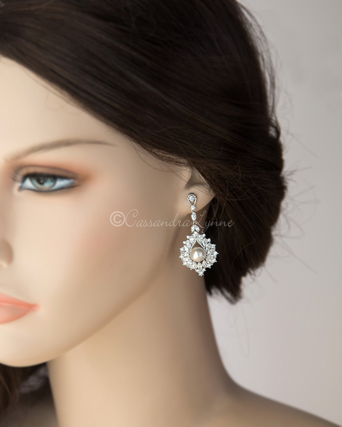 Vintage Pearl Drop Bridal Earrings - Cassandra Lynne