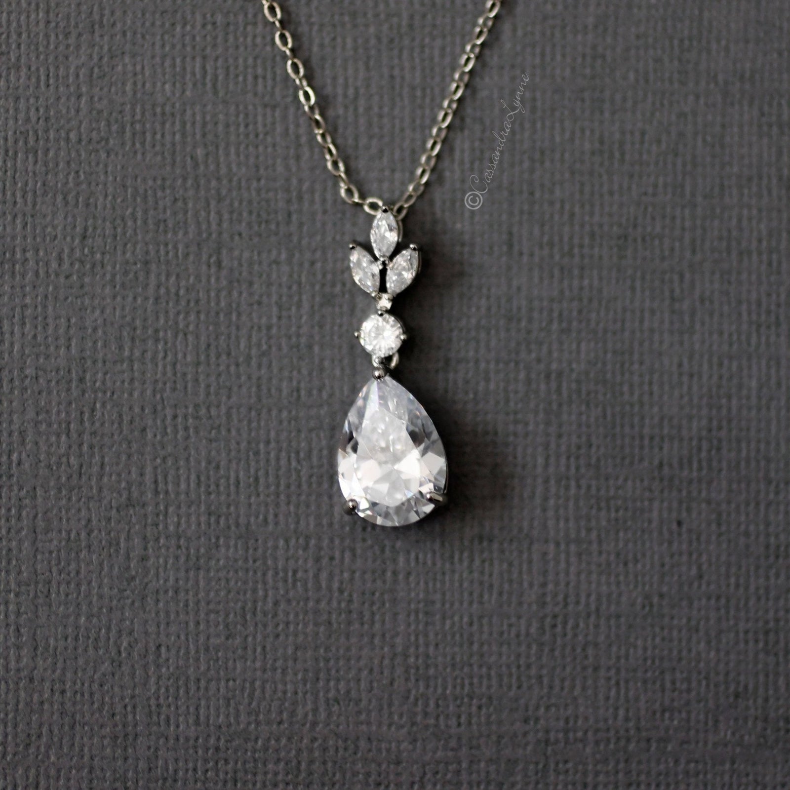Water Drop CZ Pendant - Necklace Set - Cassandra Lynne