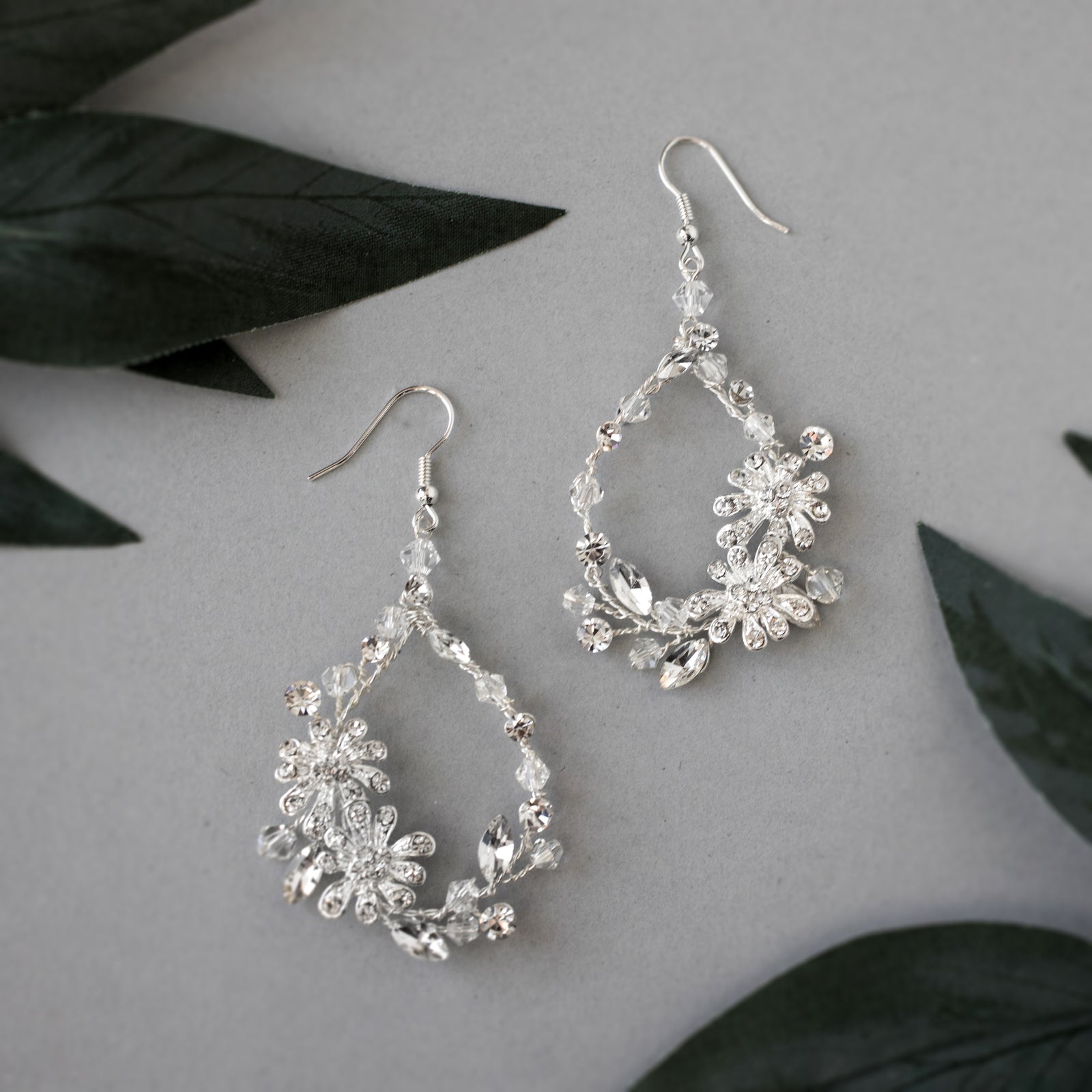 Crystal Flower Hoop Beaded Earrings - Cassandra Lynne