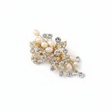 Gold wedding hair clip with ivory cultured pearls