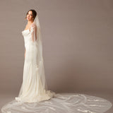 Regal Cathedral Veil with Organza Flowers and Beads - Cassandra Lynne