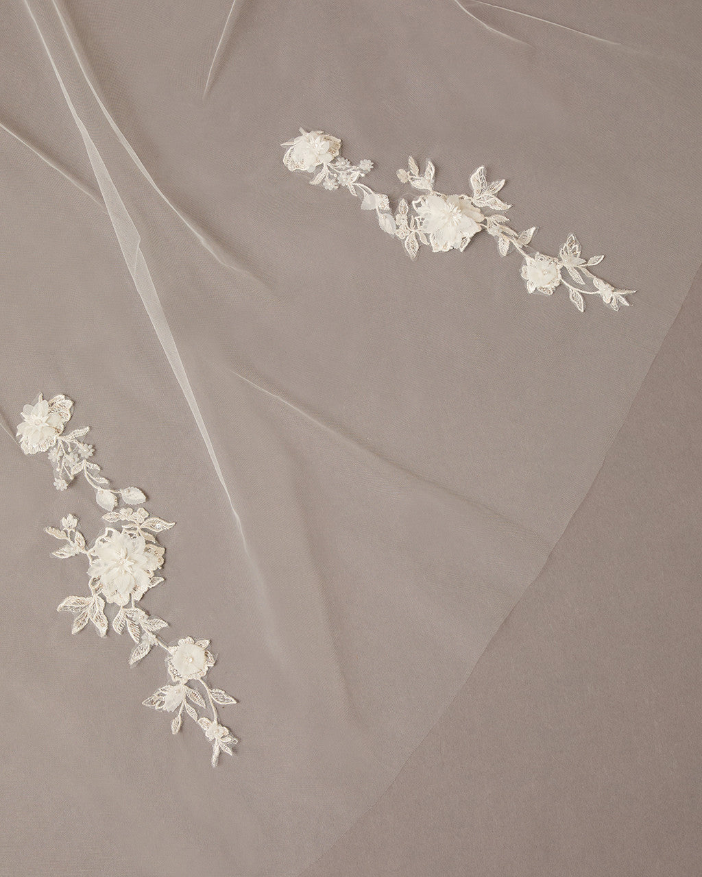 Regal Cathedral Veil with Organza Flowers and Beads - Cassandra Lynne
