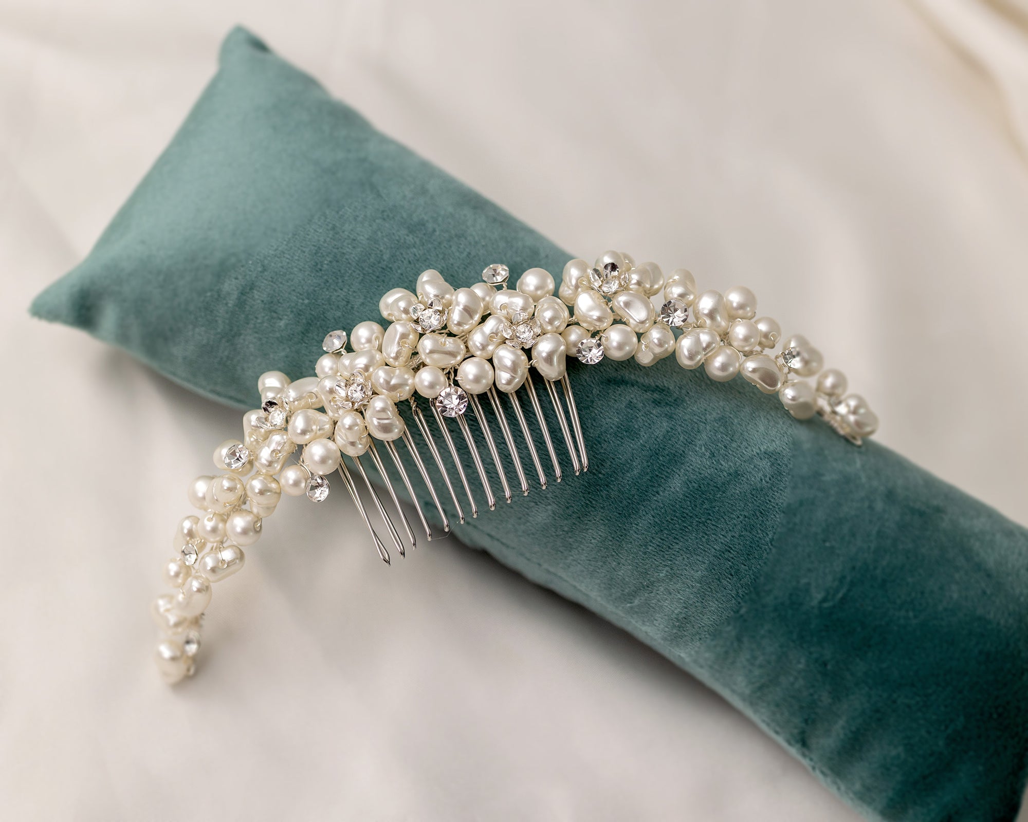 Wedding Comb of Baroque Pearls - Cassandra Lynne