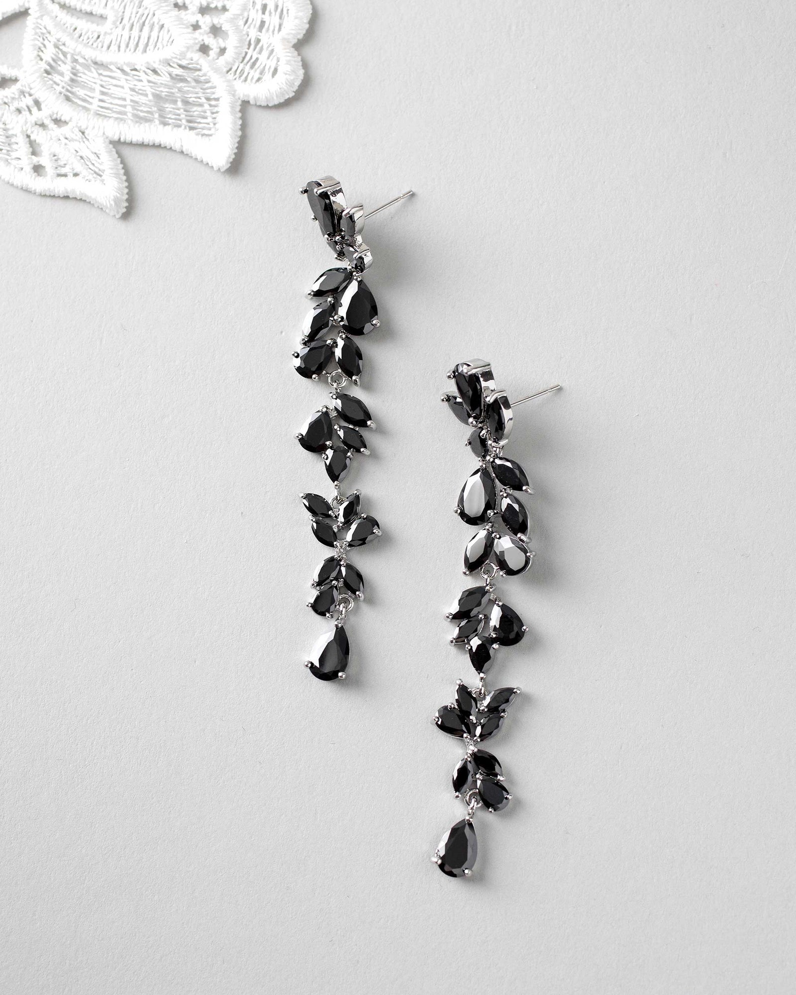 Long Bridal Earrings of Teardrop and Marquise CZ