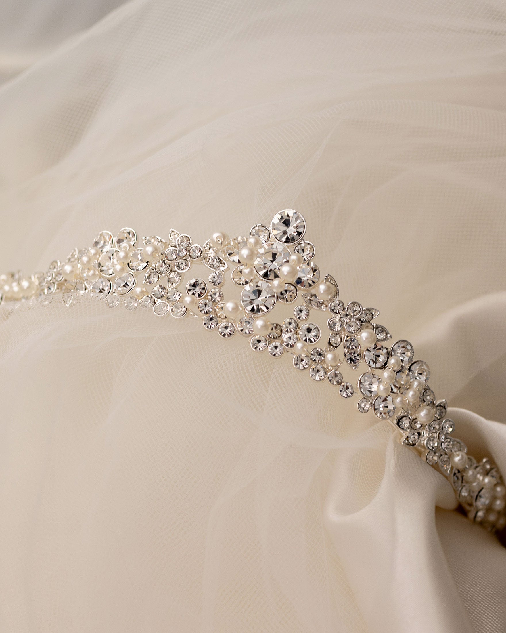 Wedding Tiara of Round Jewels and Pearls-Cassandra Lynne
