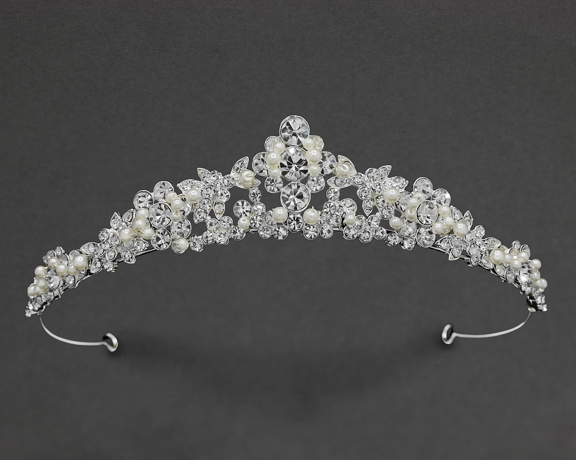 Wedding Tiara of Round Jewels and Pearls-Cassandra Lynne