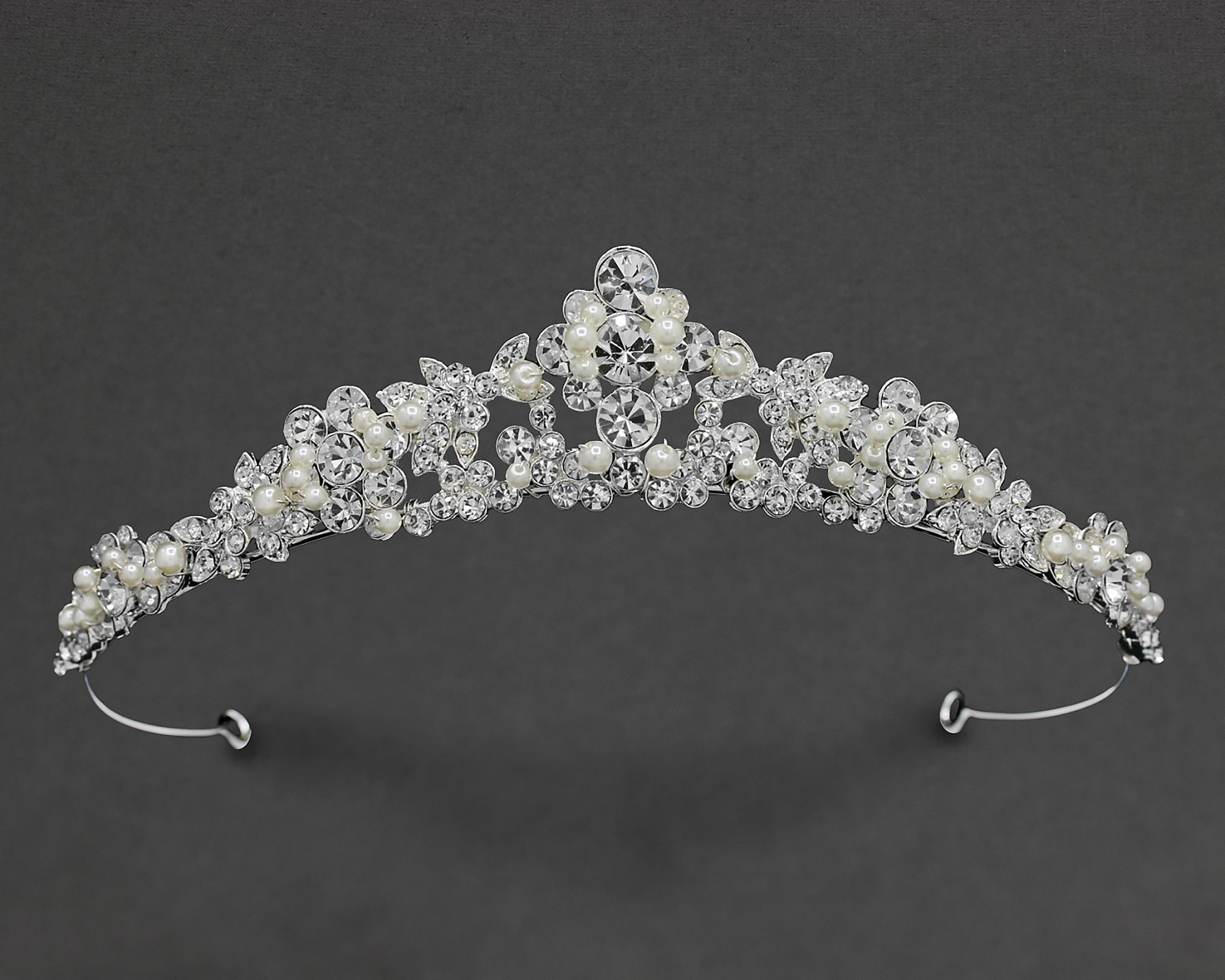 Wedding Tiara of Round Jewels and Pearls-Cassandra Lynne