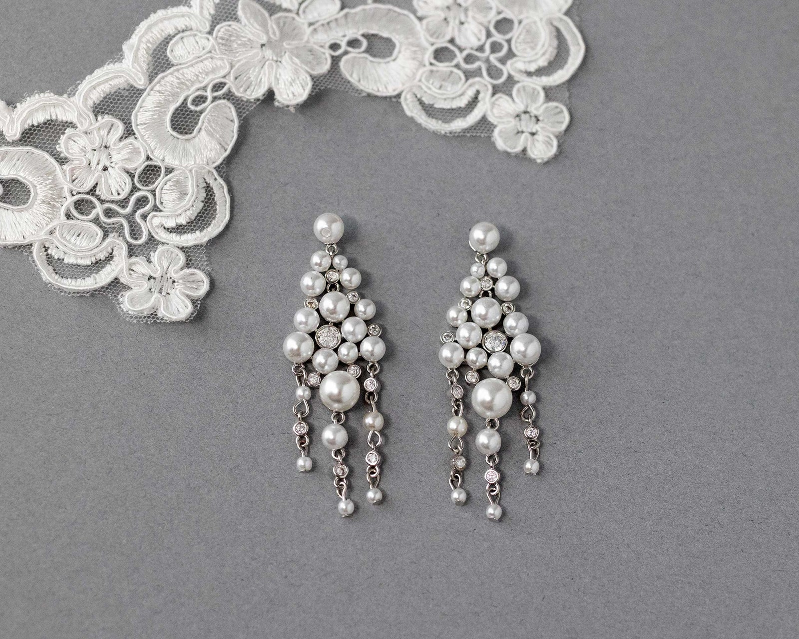 Pearl Chandelier Earrings with CZ Jewels Cassandra Lynne