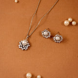 Pearl Pendant and Earrings Vintage Styled