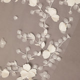 Decorative white floral branch on a brown background 3D Flowers and Leaves Bridal Royal Cathedral Veil