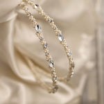 Two Tier Wedding Headband with Pearl Beads - Silver- Cassandra Lynne