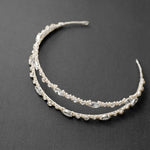 Two Tier Wedding Headband with Pearl Beads - Silver- Cassandra Lynne