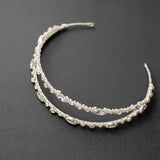 Two Tier Wedding Headband with Pearl Beads - Silver- Cassandra Lynne
