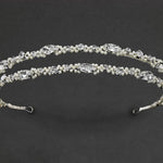 Two Tier Wedding Headband with Pearl Beads - Silver- Cassandra Lynne