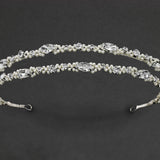 Two Tier Wedding Headband with Pearl Beads - Silver- Cassandra Lynne