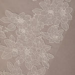 White floral lace pattern on a beige background Royal Cathedral Bridal Veil Floral Embroidered Lace - Cassandra Lynne