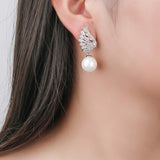 Angel Wing CZ Pearl Drop Earrings - Earrings - Cassandra Lynne