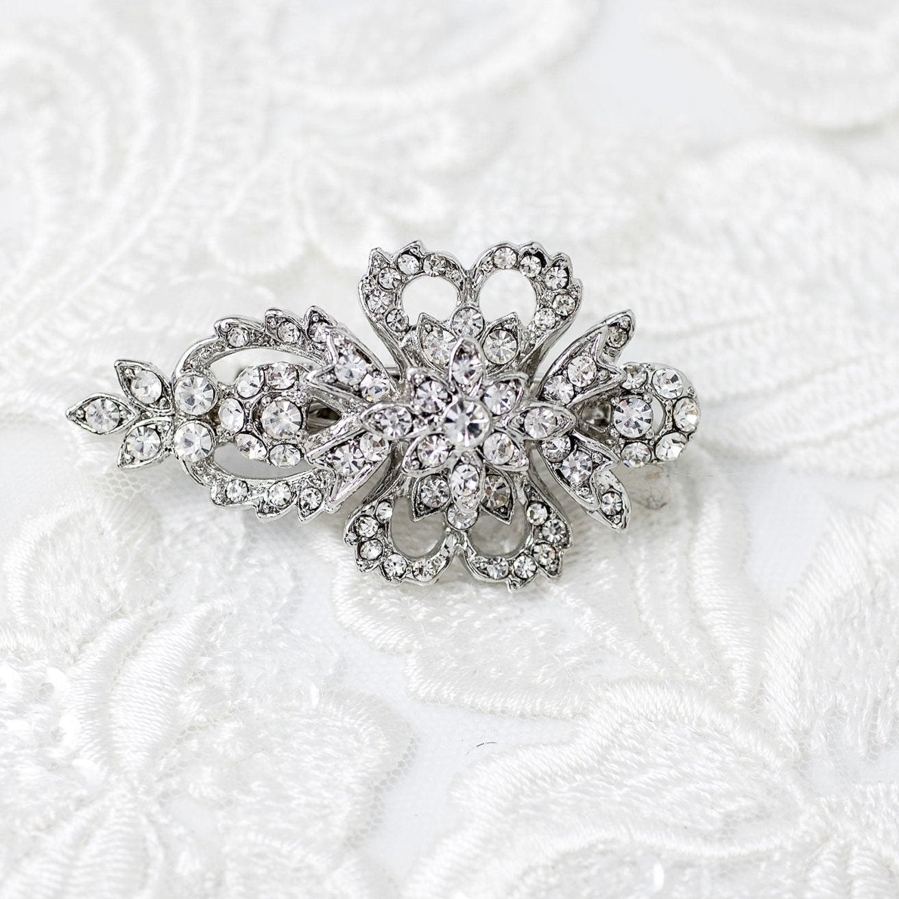 Antique Silver Crystal Mini Bridal Clip - Hair Clips - Cassandra Lynne