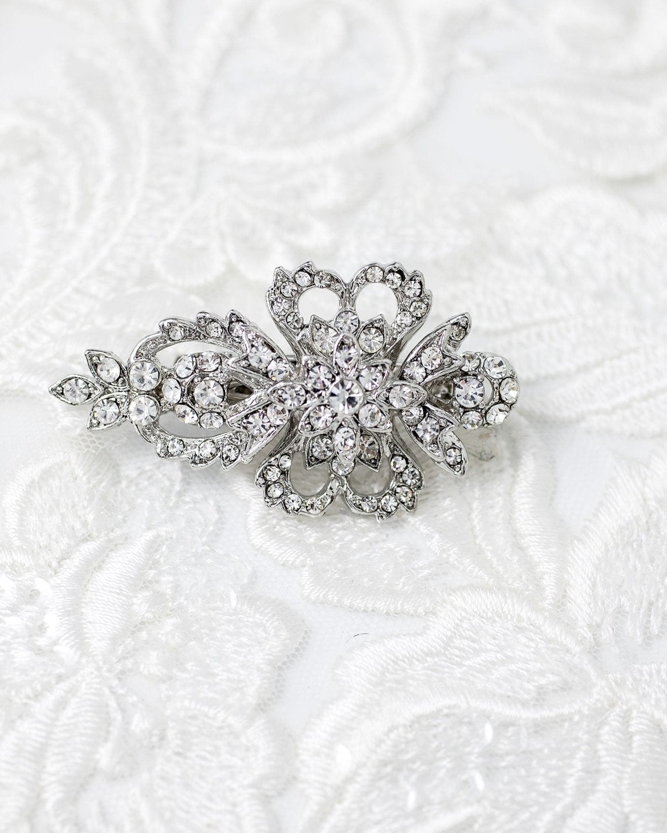 Antique Silver Crystal Mini Bridal Clip - Hair Clips - Cassandra Lynne