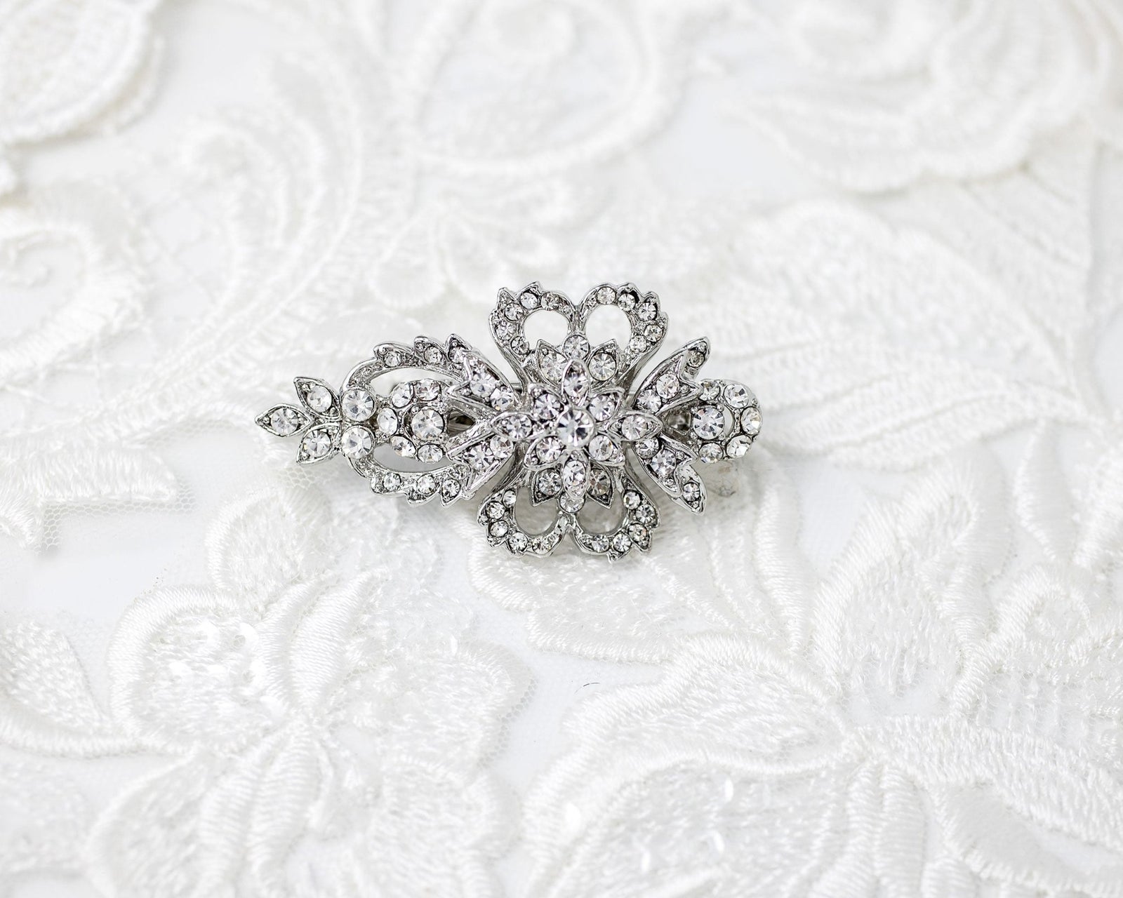Antique Silver Crystal Mini Bridal Clip - Hair Clips - Cassandra Lynne