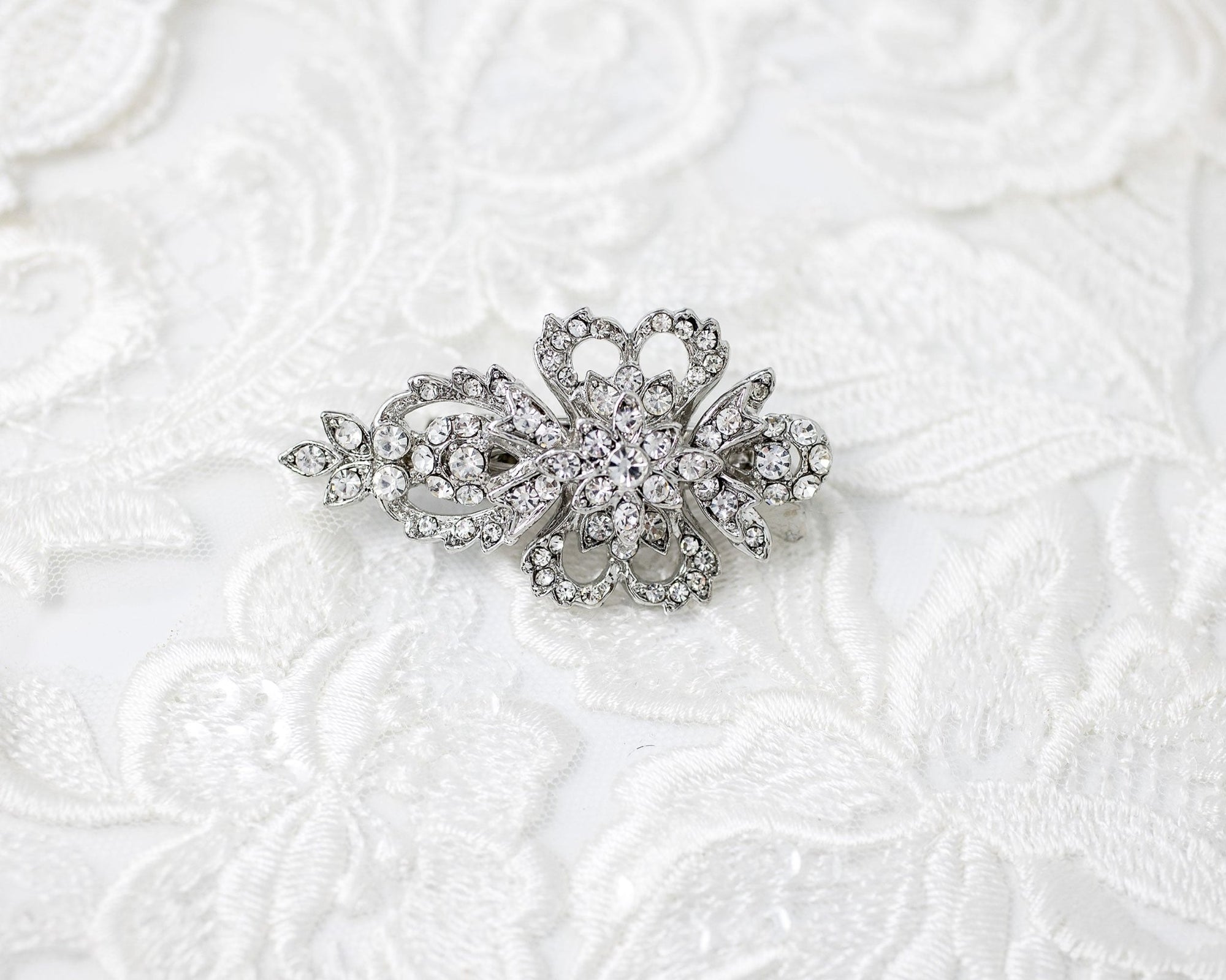 Antique Silver Crystal Mini Bridal Clip - Hair Clips - Cassandra Lynne
