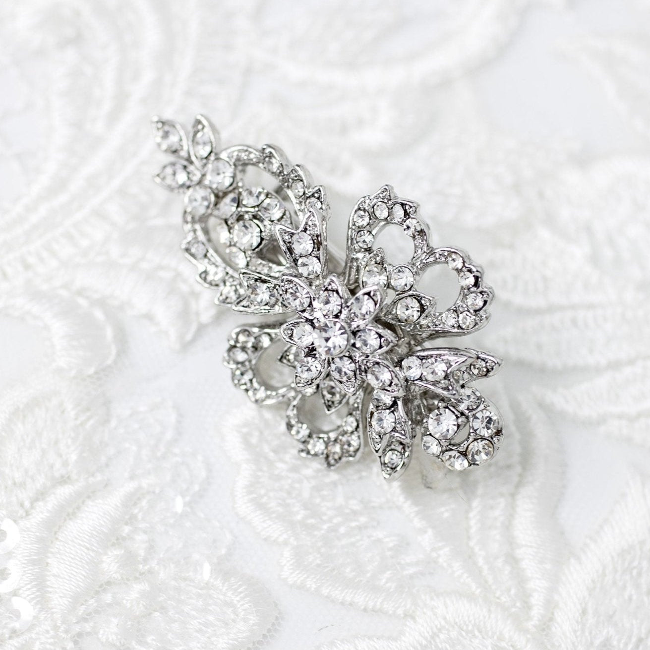 Antique Silver Crystal Mini Bridal Clip - Hair Clips - Cassandra Lynne