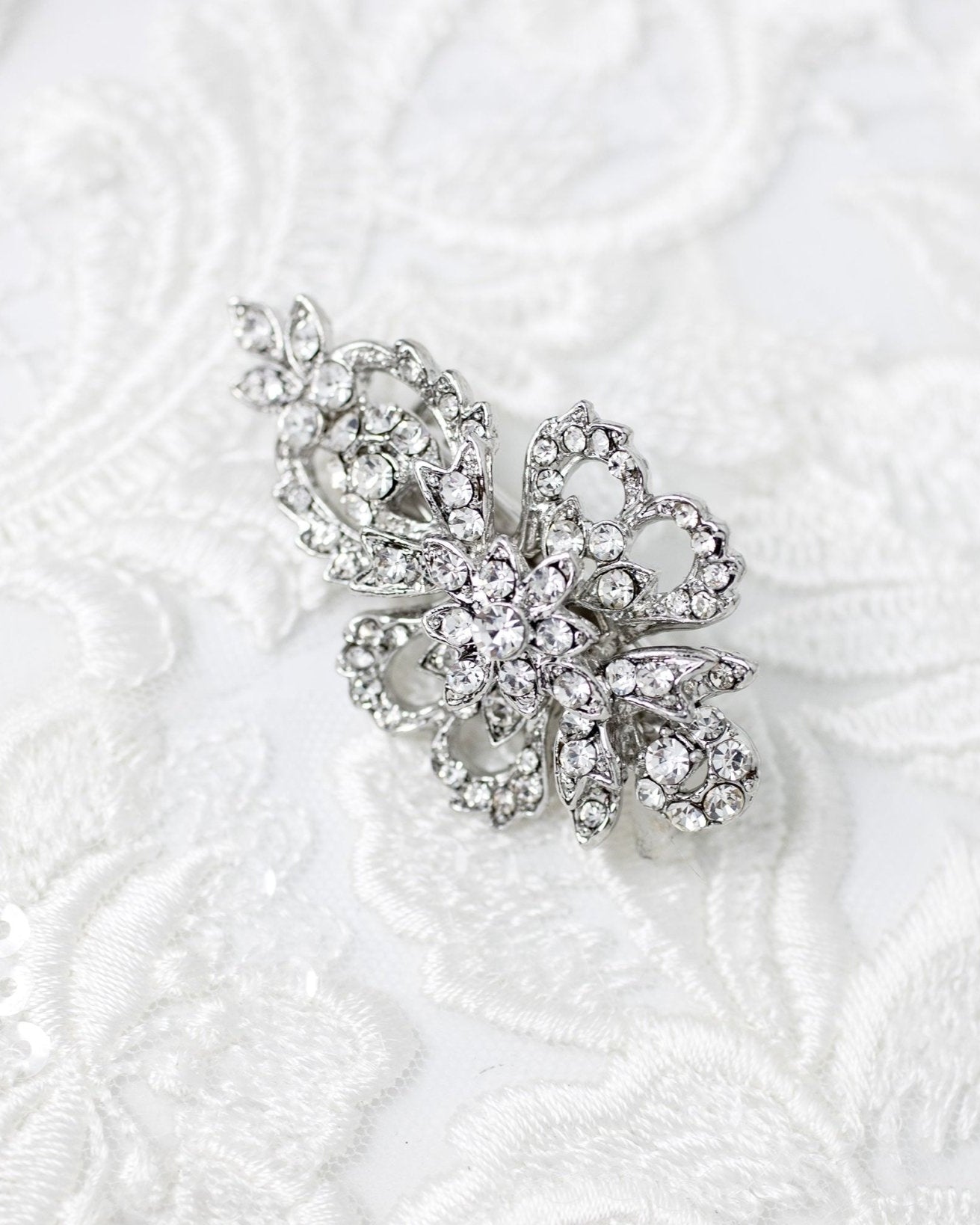 Antique Silver Crystal Mini Bridal Clip - Hair Clips - Cassandra Lynne