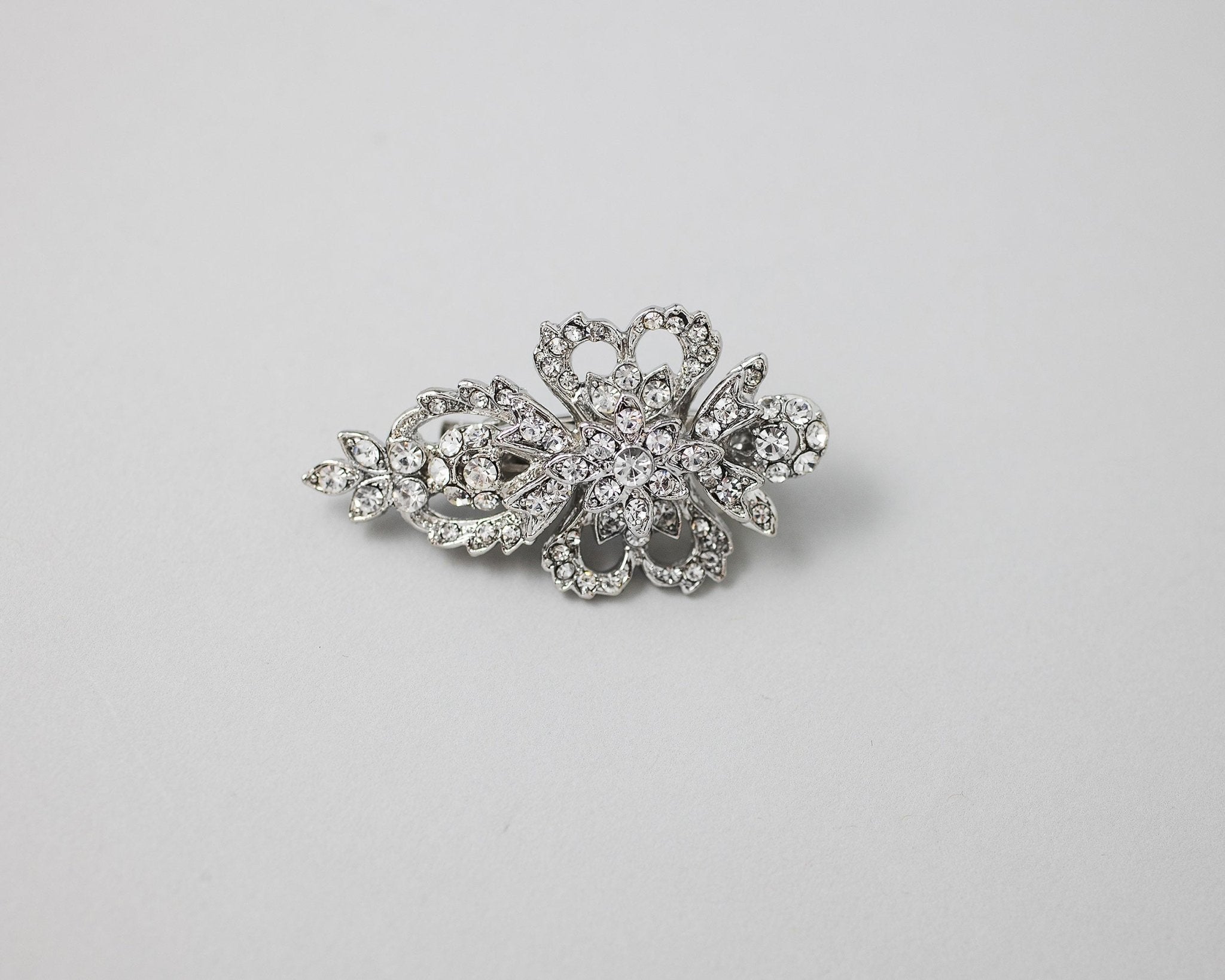 Antique Silver Crystal Mini Bridal Clip - Hair Clips - Cassandra Lynne