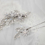 Antique Silver Opal Crystal Stars Hair Clip Set - Hair Clips - Cassandra Lynne