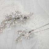 Antique Silver Opal Crystal Stars Hair Clip Set - Hair Clips - Cassandra Lynne