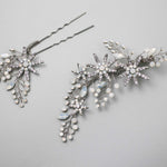 Antique Silver Opal Crystal Stars Hair Clip Set - Hair Clips - Cassandra Lynne