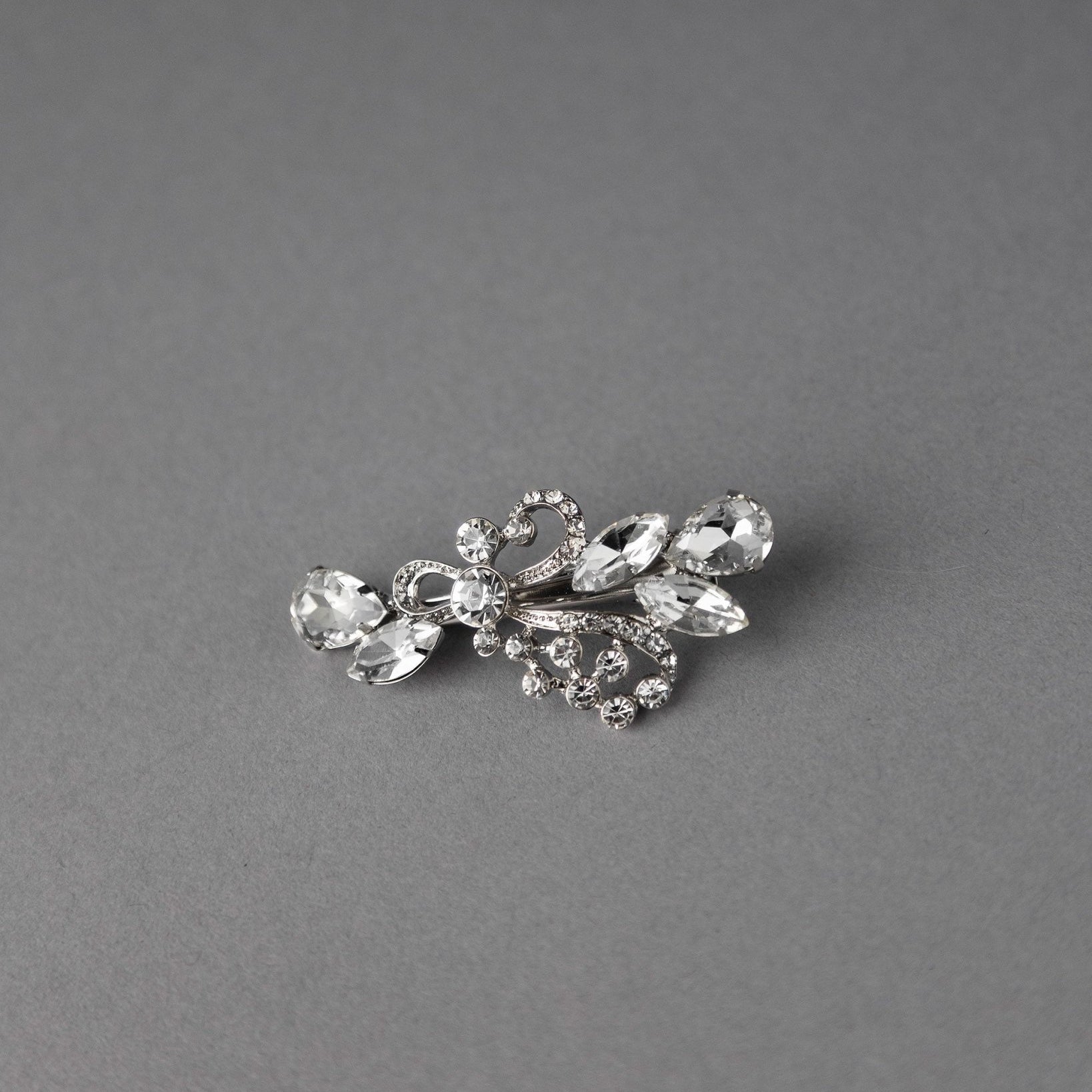 Antique Silver Pear and Marquise Jewel Hair Clip - Hair Clips - Cassandra Lynne