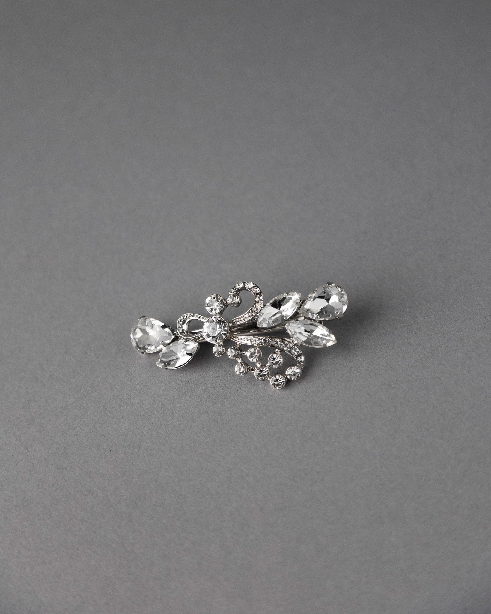 Antique Silver Pear and Marquise Jewel Hair Clip - Hair Clips - Cassandra Lynne