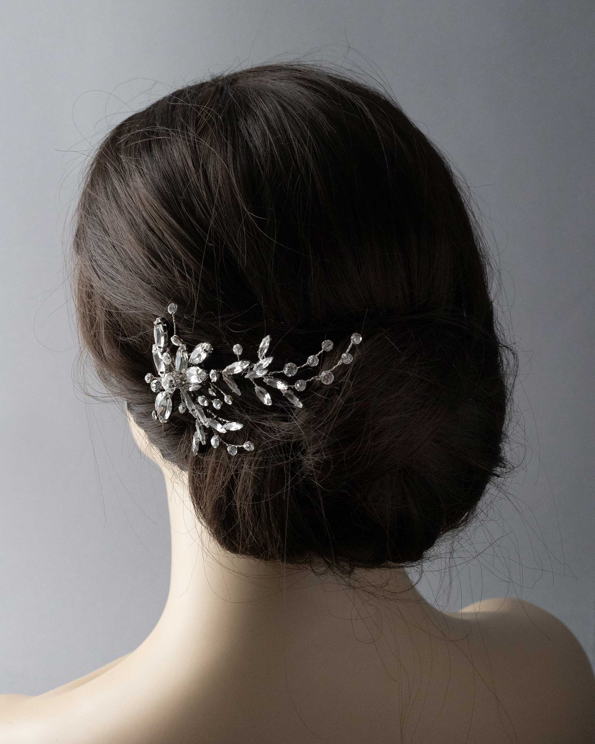 Bridal Hair Comb of Antique Silver and Rhinestones - Cassandra Lynne