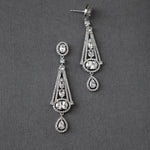 Art Deco Inspired Oval Drop CZ Earrings - Earrings - Cassandra Lynne
