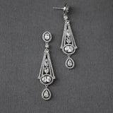 Art Deco Inspired Oval Drop CZ Earrings - Earrings - Cassandra Lynne