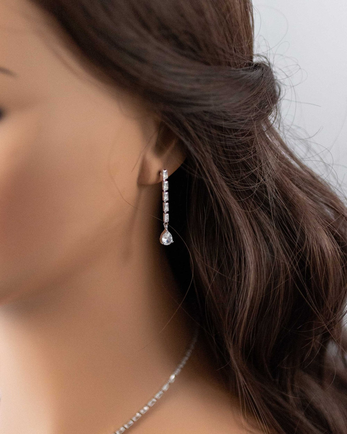 Baguette CZ Lariat Necklace Set - Necklace Set - Cassandra Lynne