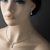 Baguette CZ Necklace Set with Ivory Teardrop Pearls - Necklace Set - Cassandra Lynne