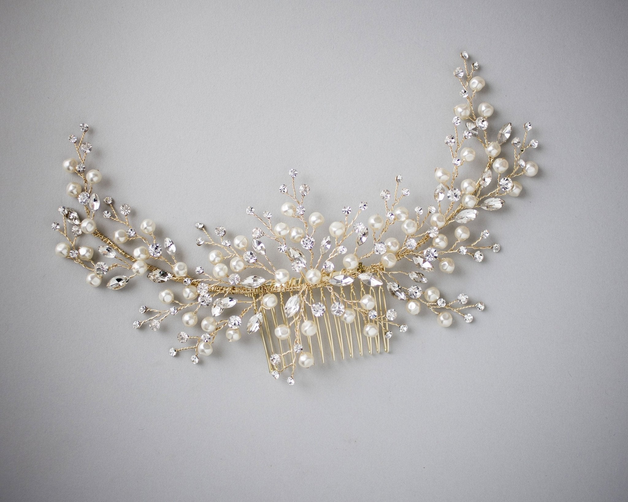 Baroque Pearls and Crystals Bridal Headpiece - Hair Comb - Cassandra Lynne