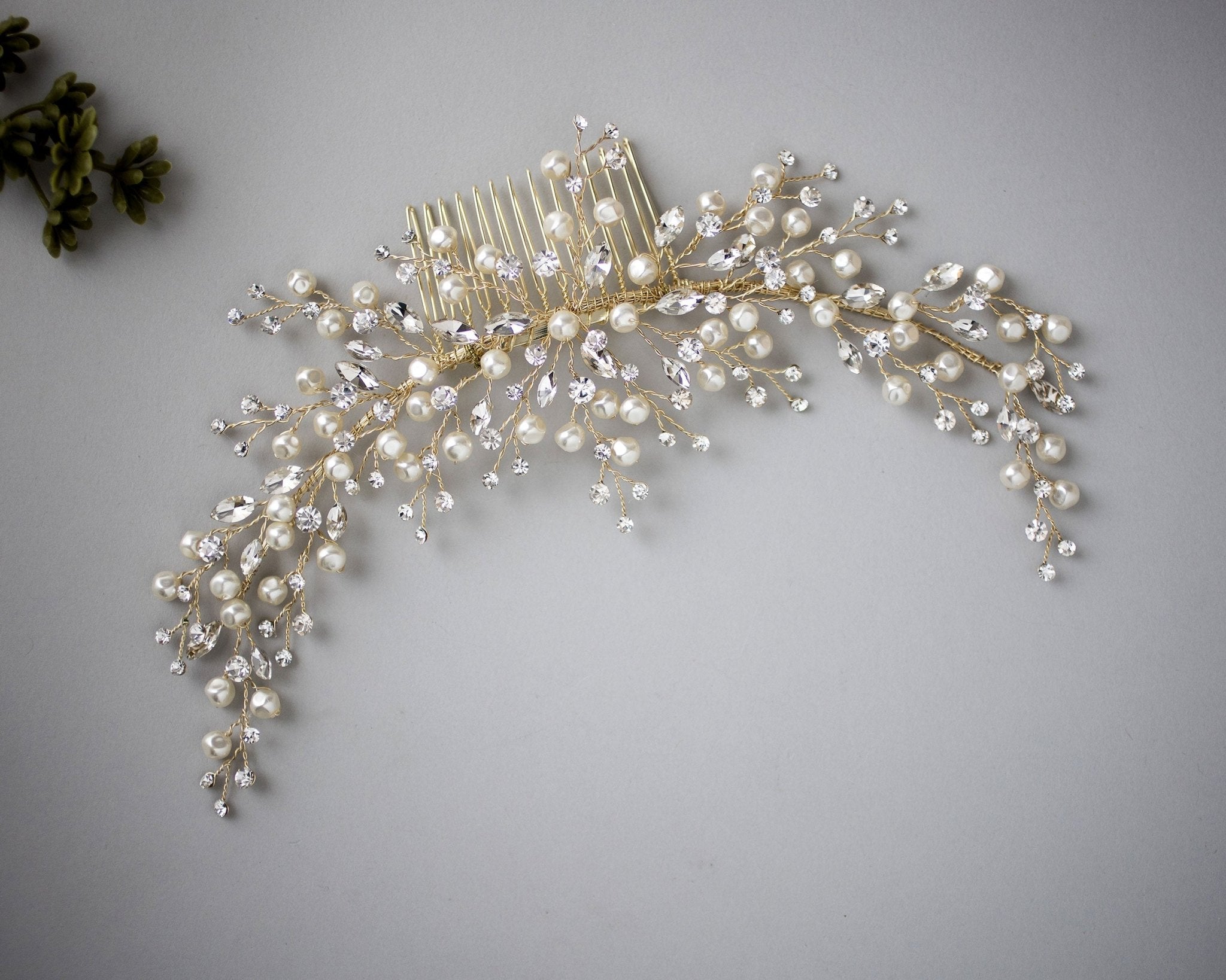Baroque Pearls and Crystals Bridal Headpiece - Hair Comb - Cassandra Lynne