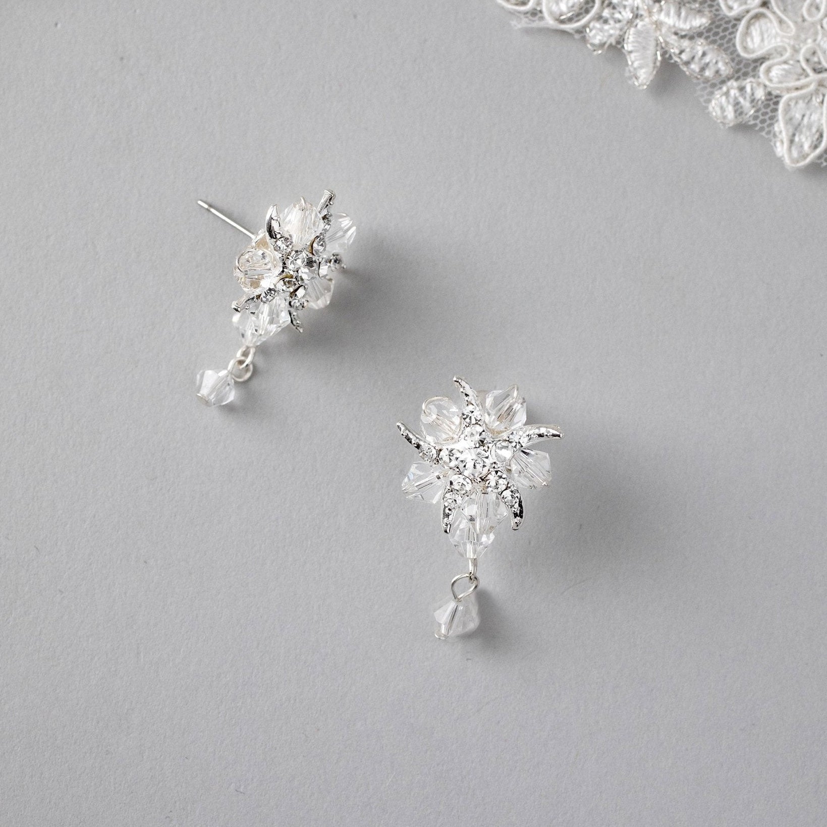 Beach Bride Crystal and Starfish Earrings - Earrings - Cassandra Lynne