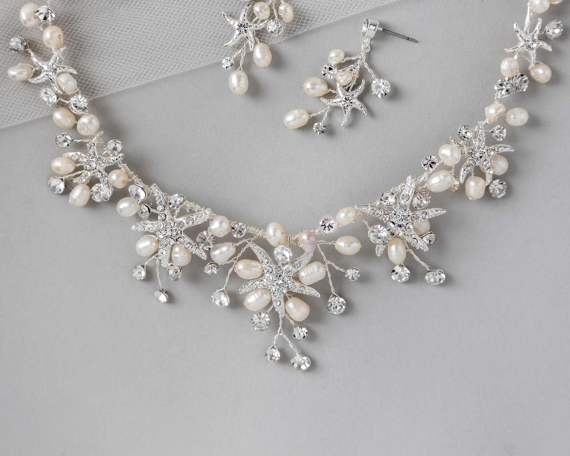 Starfish Wedding Necklace with Freshwater Pearls