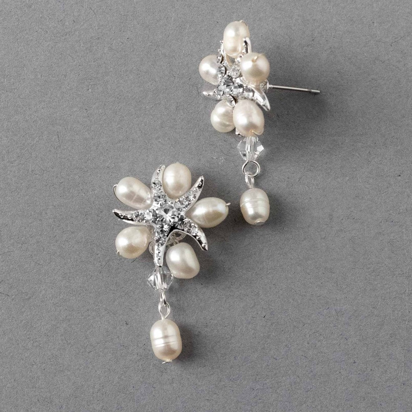 Beach Theme Pearl and Starfish Earrings - Earrings - Cassandra Lynne