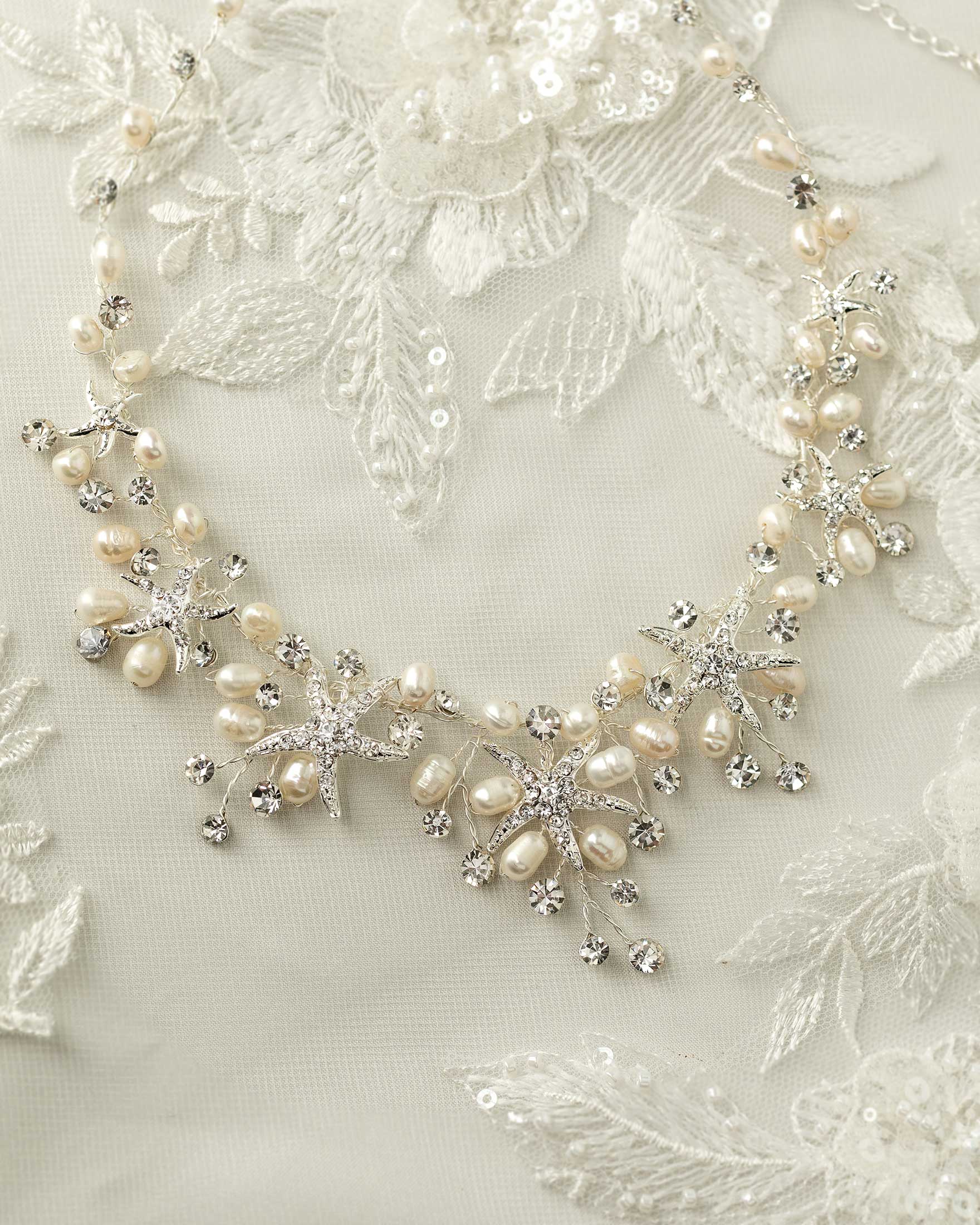 Starfish Wedding Necklace with Freshwater Pearls