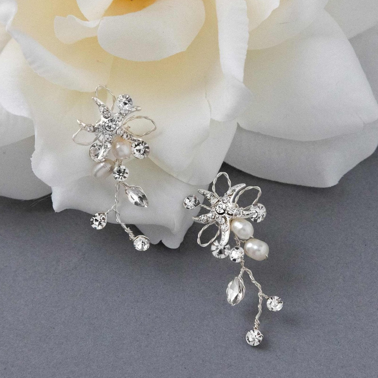 Beach Wedding Earrings with Pearls - Earrings - Cassandra Lynne