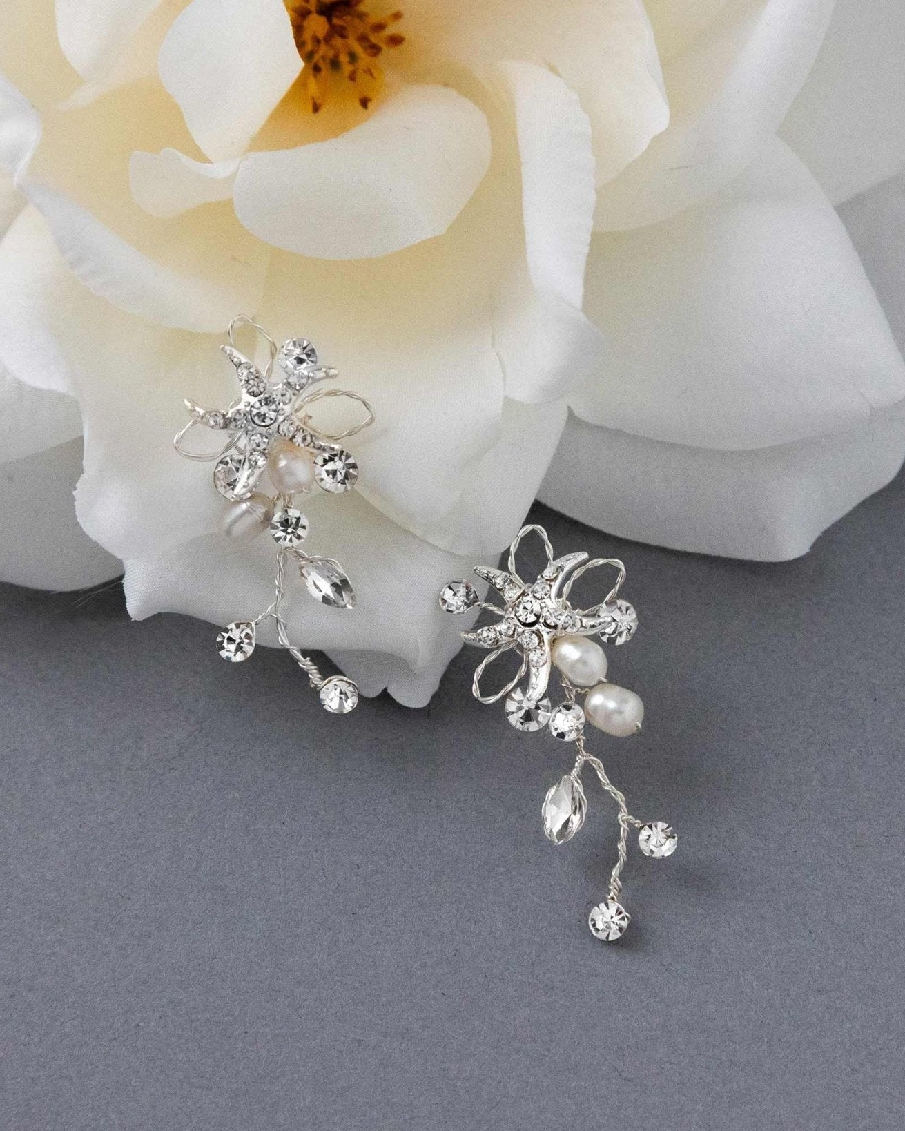 Beach Wedding Earrings with Pearls - Earrings - Cassandra Lynne