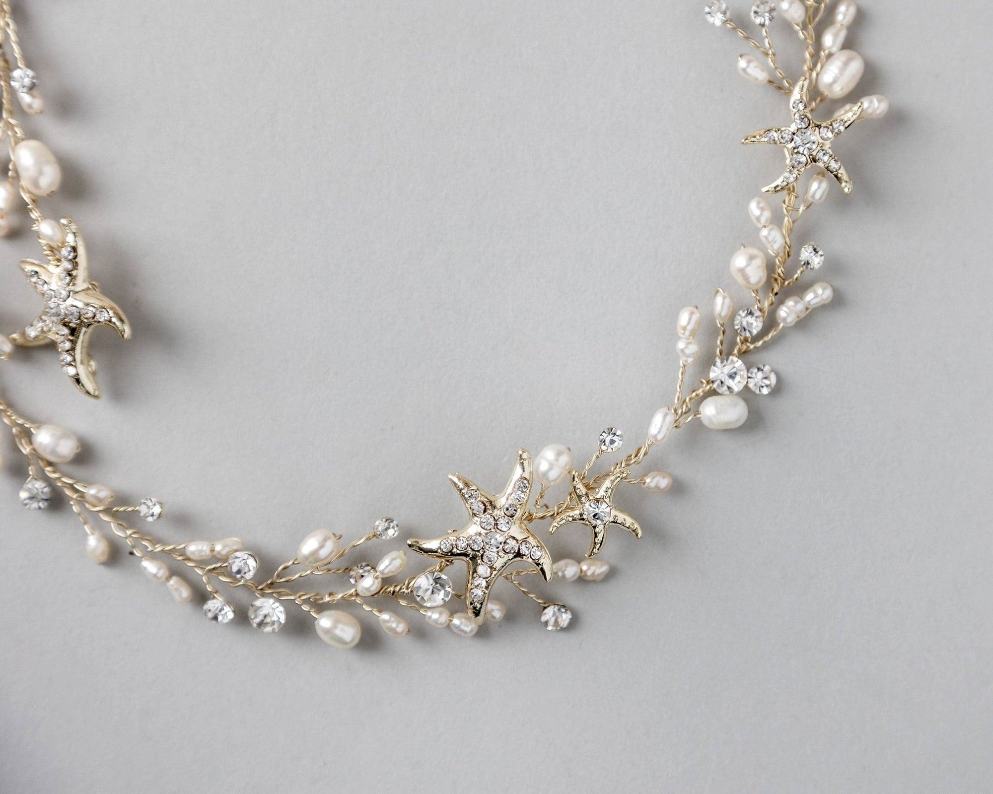 Beach Wedding Hair Vine with Pearls and Starfish - Hair Vine - Cassandra Lynne