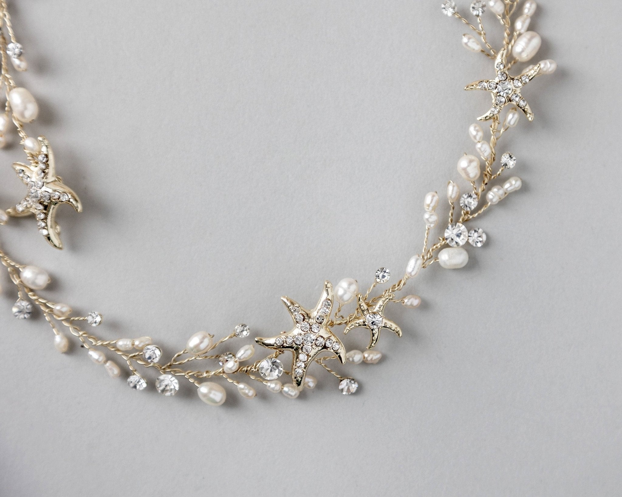 Beach Wedding Hair Vine with Pearls and Starfish - Hair Vine - Cassandra Lynne
