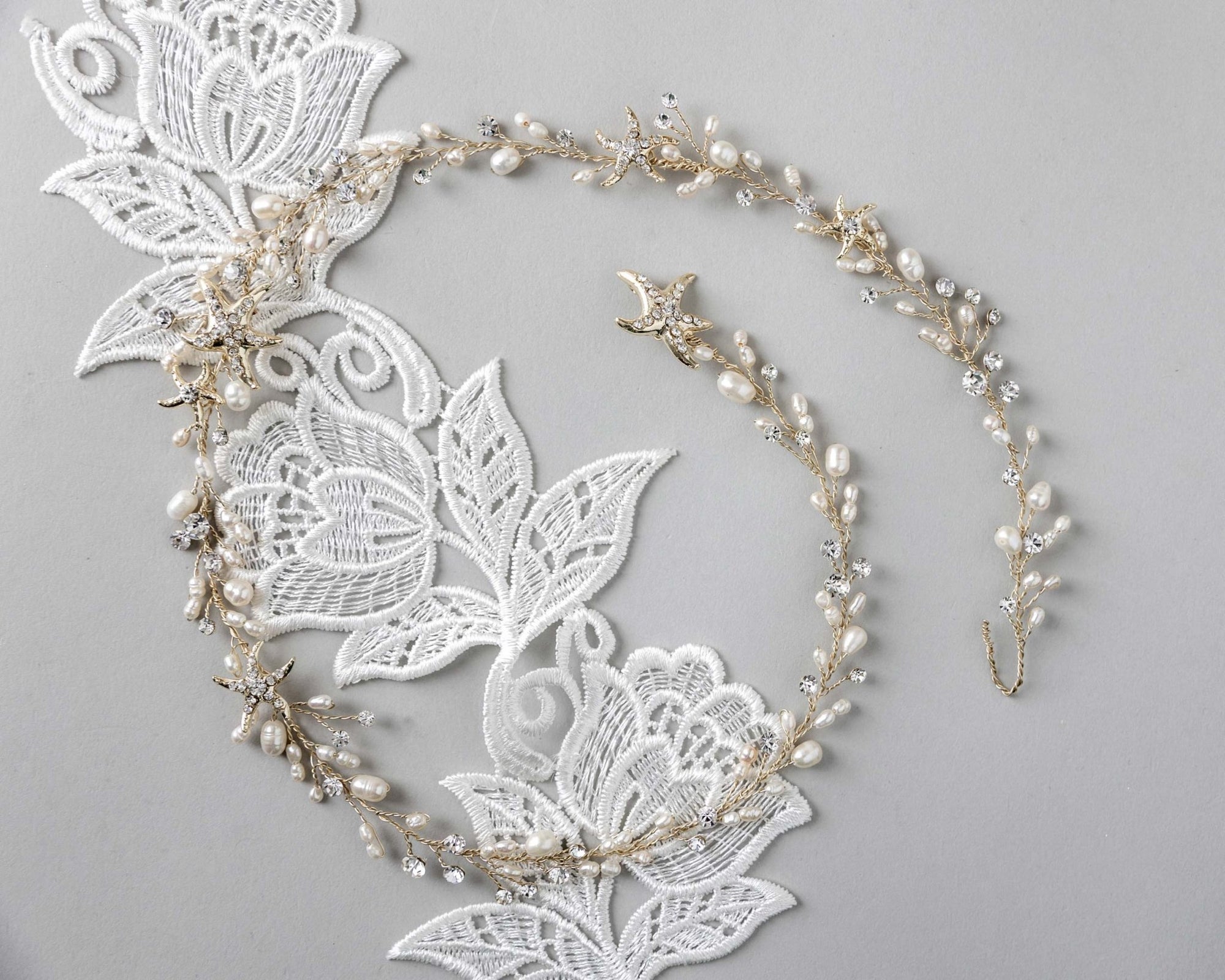 Beach Wedding Hair Vine with Pearls and Starfish - Hair Vine - Cassandra Lynne